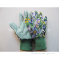 Flower Cotton Gardening Glove, PVC Dotted on Palm (DGB204)